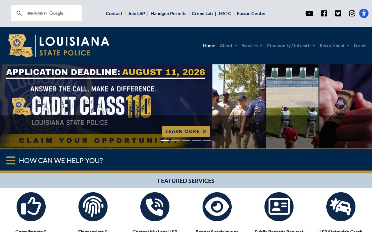 Louisiana State Police registry search as a limited Cameron Parish post-release photo channel
