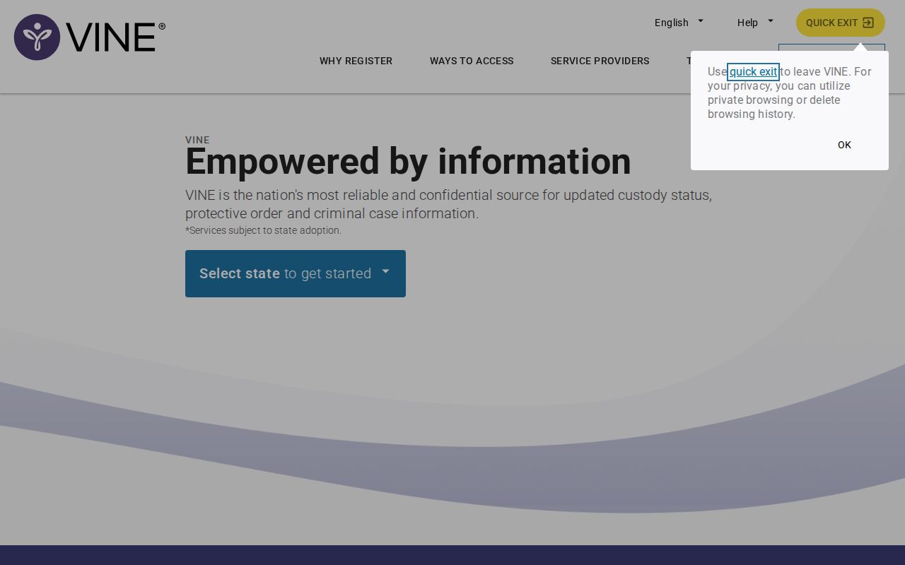 Cameron Parish VINELink inmate search and notification interface